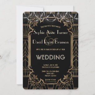 Invitation NOUVEAU Gold Great Gatsby Black Art Déco Mariage d