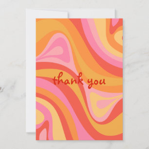 Invitation Nouveau Groove Retro Abstrait rose orange Merci