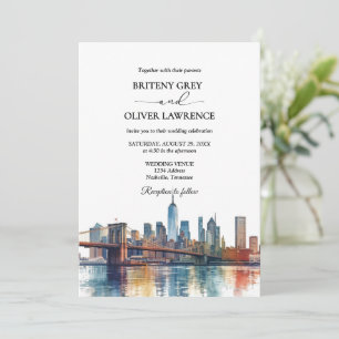 Invitation Nouveau Mariage à Destination avec Skyline de New