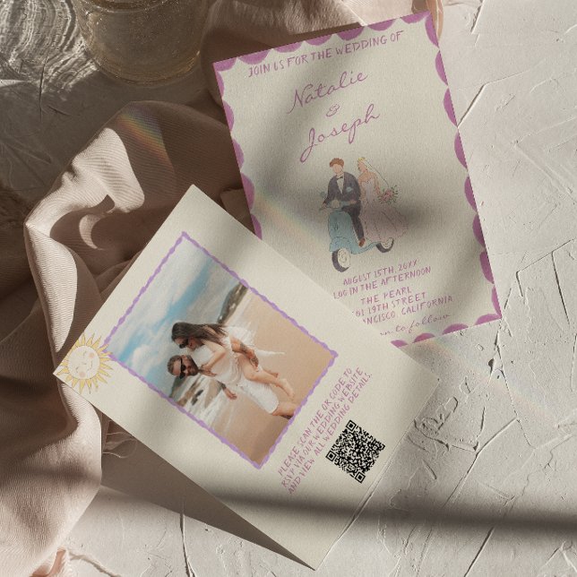 Invitation Nouveau Mariage Art Code QR Photo Main Mariée (Créateur téléchargé)