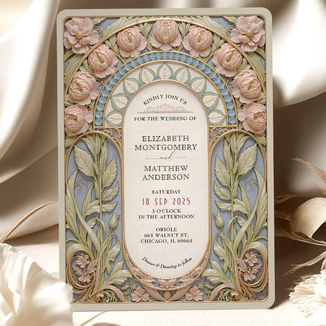 Invitation Nouveau Mariage rose et bleu (Créateur téléchargé)