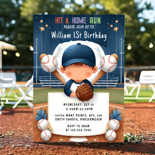 Invitation Nouveau Men Ball Wood Jeu Équipe Baseball 1er Anni
