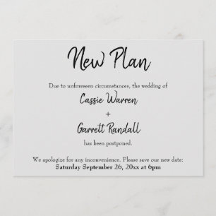 Invitation "Nouveau plan" Un Mariage repoussé noir sur gris c