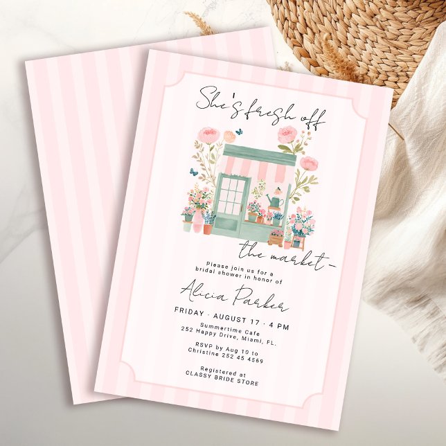 Invitation Nouveau sur le marché douche de mariée rose (Créateur téléchargé)