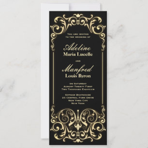 Invitation Nouveau Victorian : Mariage noir & or