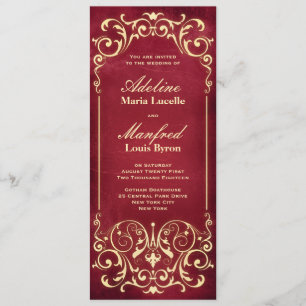 Invitation Nouveau Victorian : Mariage rouge et or