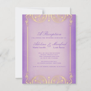 Invitation Nouveau Victorien : Mariage joli lilas et or