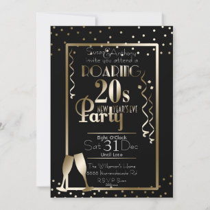 Invitation Nouvel An 2020 Roaring 20s Thème rétro Gold
