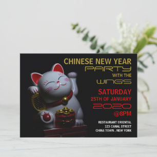Invitation Nouvel An chinois, Chat chanceux