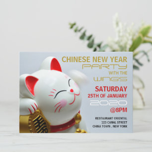 Invitation Nouvel An chinois, Chat chanceux