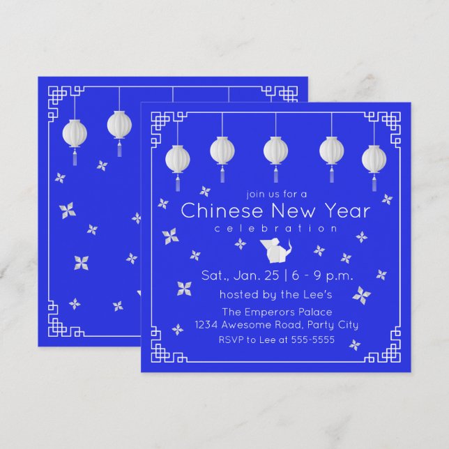 Invitation Nouvel An Chinois Rat en Origami (Devant / Derrière)