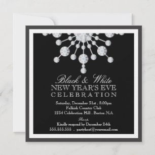 Invitation Nouvel an de neige cristalline et blanche