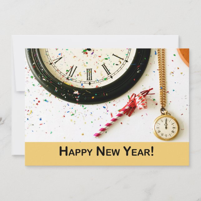 Invitation Nouvel An Décompte De La Soirée Horloge D'Invitati (Devant)