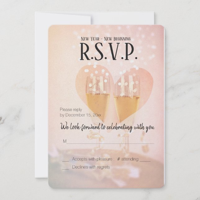 Invitation Nouvel An Nouveau Début/Nouvel An Mariage/RSVP (Devant)