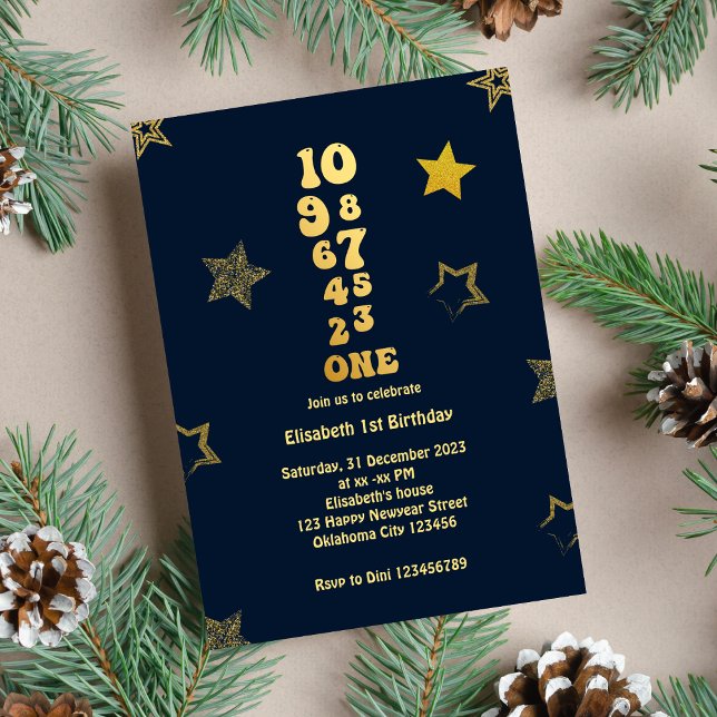 Invitation Nouvel An Réveillon Compte Premier Anniversaire In (Créateur téléchargé)