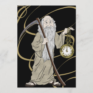 Invitation Nouvel An, réveillon, heure du père et son horloge