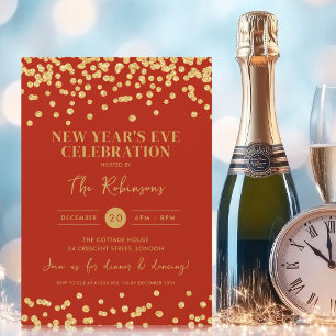 Invitation Nouvel An Sove Party Gold Parties scintillant Conf