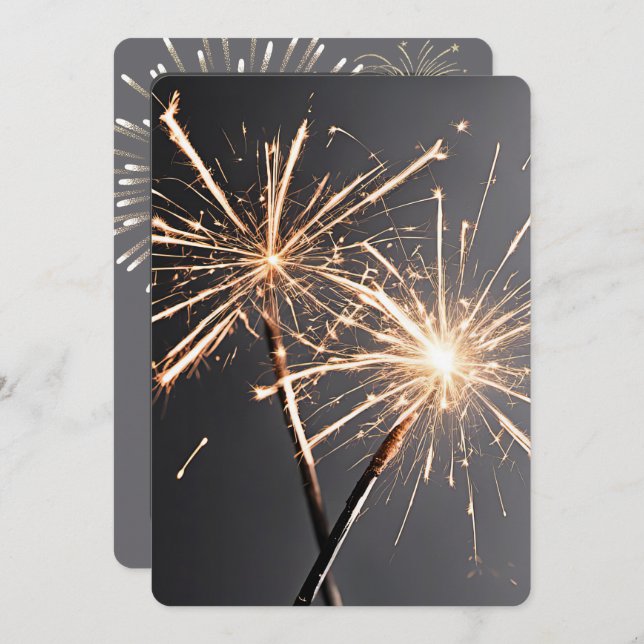 Invitation Nouvel An Sparklers (Devant / Derrière)