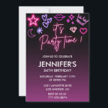 Invitation Nouvel anniversaire 34e anniversaire Black Pink<br><div class="desc">Nouvel anniversaire 34e anniversaire Black Pink Invitation C'EST L'HEURE DE LA FÊTE !</div>