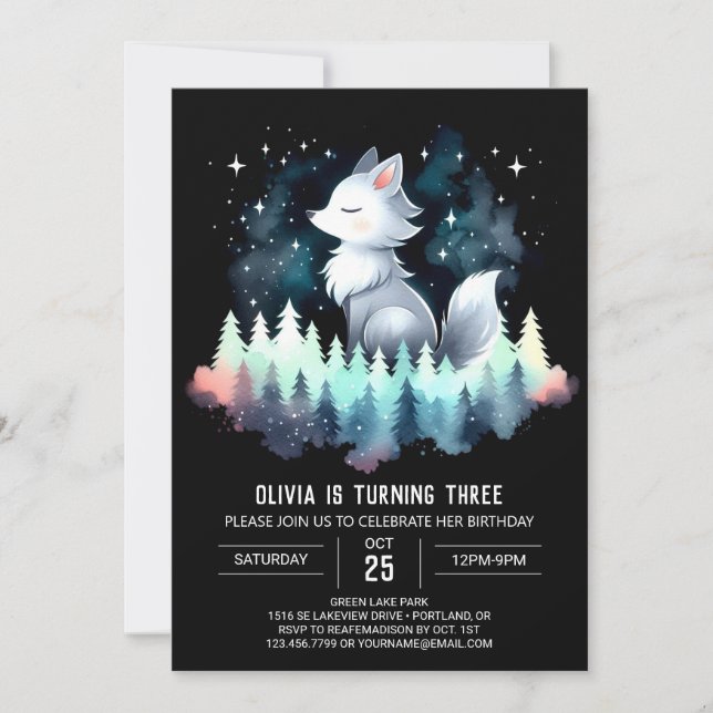 Invitation Nouvel anniversaire de Digital Cute Wolf (Devant)