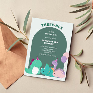 Invitation Nouvel anniversaire de dinosaures trois-rex 3e
