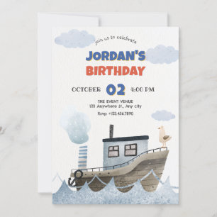 Invitation Nouvel anniversaire de navire mignon