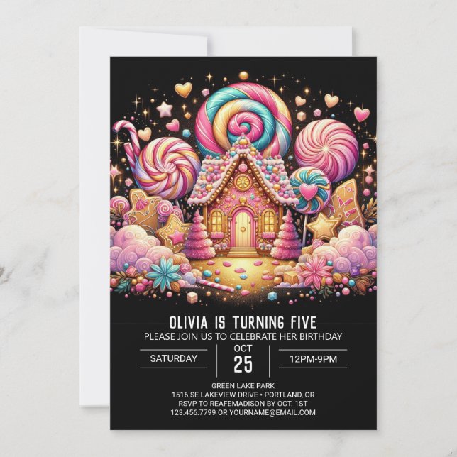 Invitation Nouvel anniversaire numérique de Candyland Imagina (Devant)