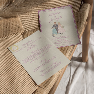 Invitation Nouvel Art Dessiné à la Main Vintage Tout En Un Ma