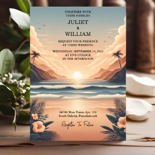 Invitation Nouvel été Ocean Beach Destination Mariage