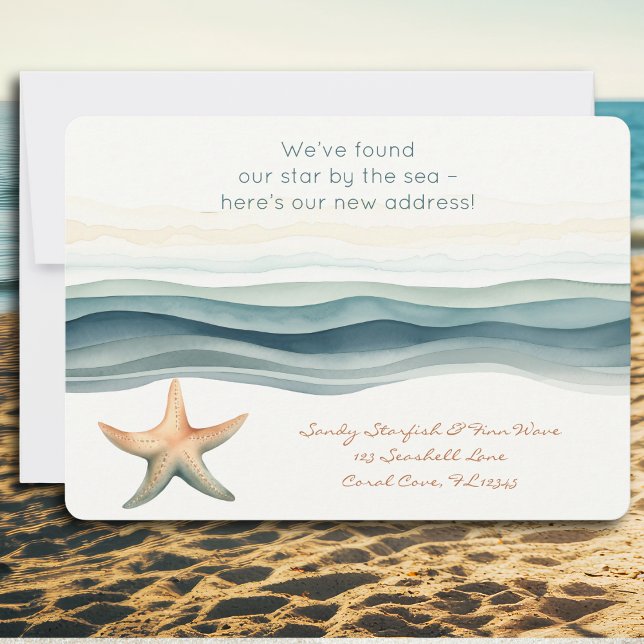 Invitation Nouvelle adresse élégante (Beach themed new address new home announcement card, Popular in Florida, California, beach homes)