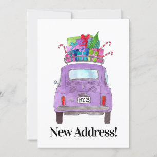Invitation Nouvelle adresse Retro Fiat 500 avec cadeaux