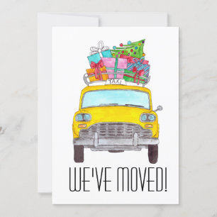 Invitation Nouvelle adresse Taxi cabine jaune Cadeaux de Noël