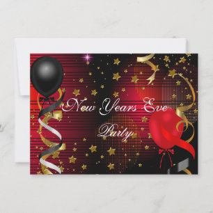 Invitation Nouvelle année Eve Célébrer la fête Étoiles noires
