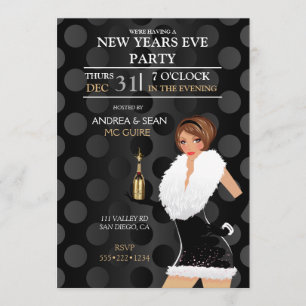 Invitation Nouvelle Année Eve Fille de mode Robe de vacances