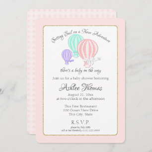 Invitation Nouvelle aventure Hot Air Balloons Baby shower Inv