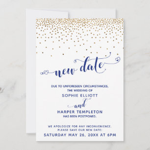 Invitation Nouvelle date de la Marine Confetti Mariage report