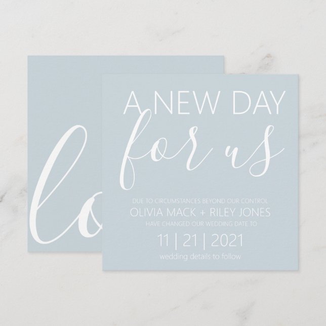 Invitation Nouvelle date de mariage Annonce de report de mari (Devant / Derrière)