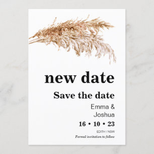 Invitation Nouvelle Date Pampas Mariage Grass Enregistrer La