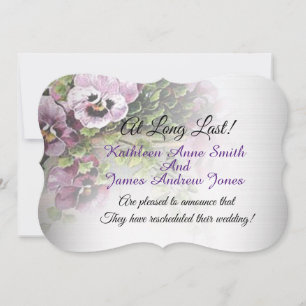 Invitation Nouvelle date pour mariage, jardin de pensées