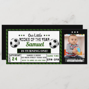 Invitation Nouvelle de l'année 1er anniversaire Soccer Photo