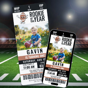 Invitation Nouvelle De L'Année Football Rétro Photo Anniversa