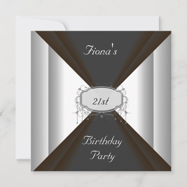 Invitation NOUVELLE fête d'anniversaire Black Silver Invitati (Devant)