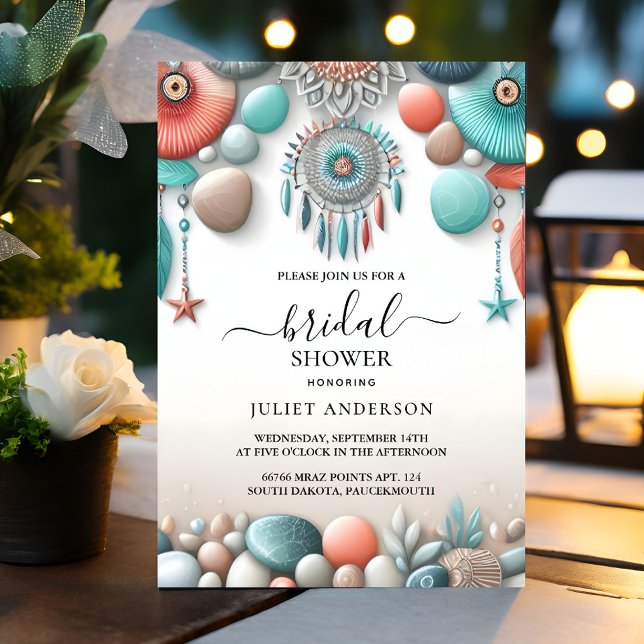 Invitation Nouvelle Fête des mariées de verre de mer empilée  (Créateur téléchargé)