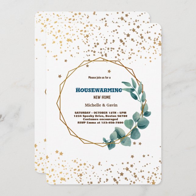 Invitation Nouvelle maison moderne automne pendaison de créma (Devant / Derrière)