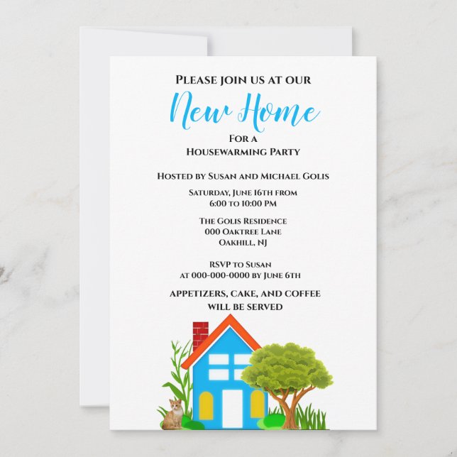Invitation Nouvelle Maison Pendaison de Crémaillère Style Déc (Devant)