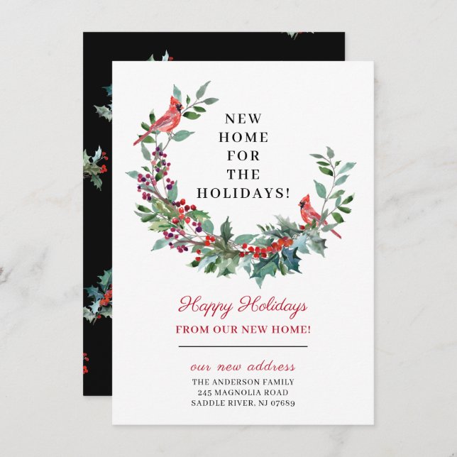 Invitation Nouvelle Maison pour les Fêtes Annonce de déménage (Devant / Derrière)