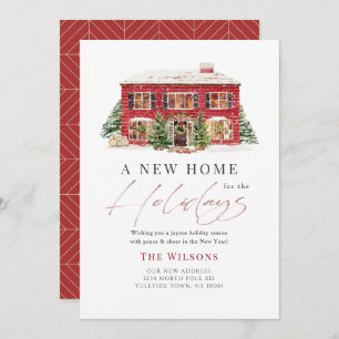 Invitation Nouvelle maison Red House Christmas Holiday Card