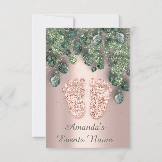 Invitation Nouvelle Monnaie Rose PARTIES SCINTILLANT BÉBÉ DOU (Dos)