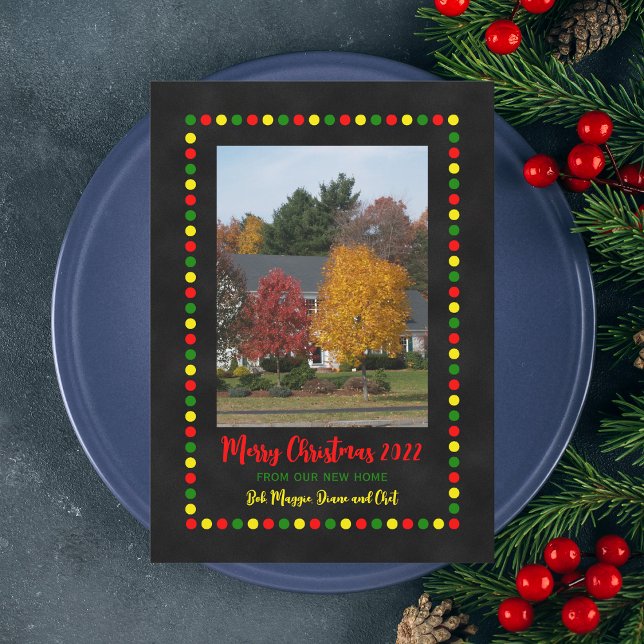 Invitation Nouvelle photo d'adresse avec lumières de Noël (Créateur téléchargé)