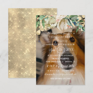Invitation Nouvelle photo de chien de compagnie Fleurs Brunch